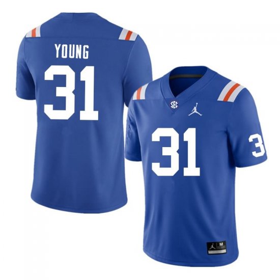 Men's Florida Gators #31 Jordan Young NCAA Nike Blue Throwback Authentic Stitched College Football Jersey RIO6862MM